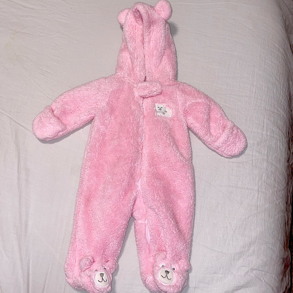 Teddy bear hooded onesie